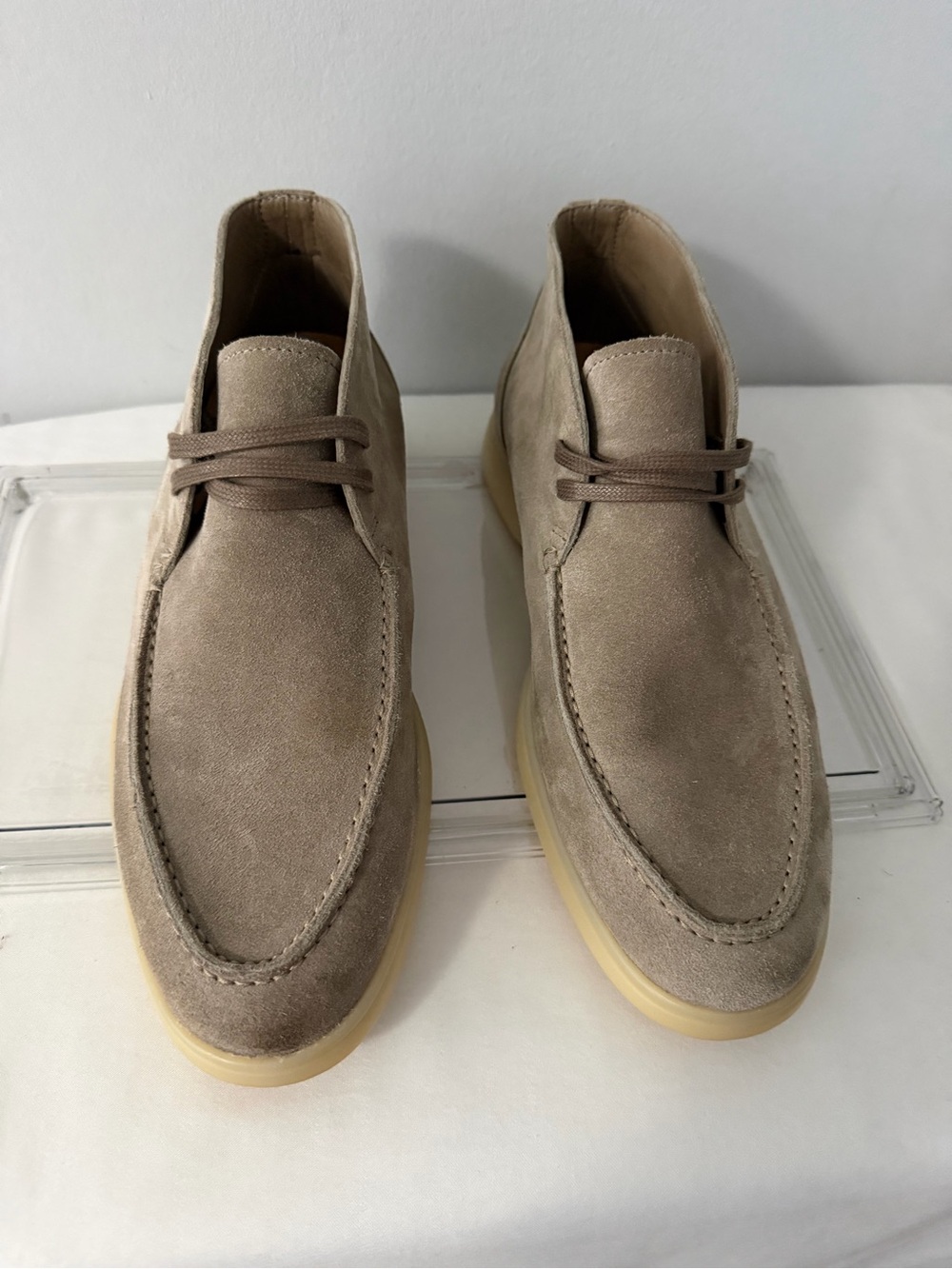SuitSupply Suede Espadrilles Boots Mens 10 Beige Suede Chukka Lace Up